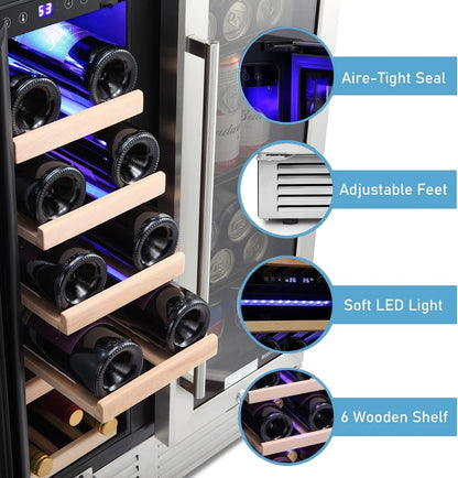 24 Inch Dual Zone Wine Fridge Refrigerator W51115