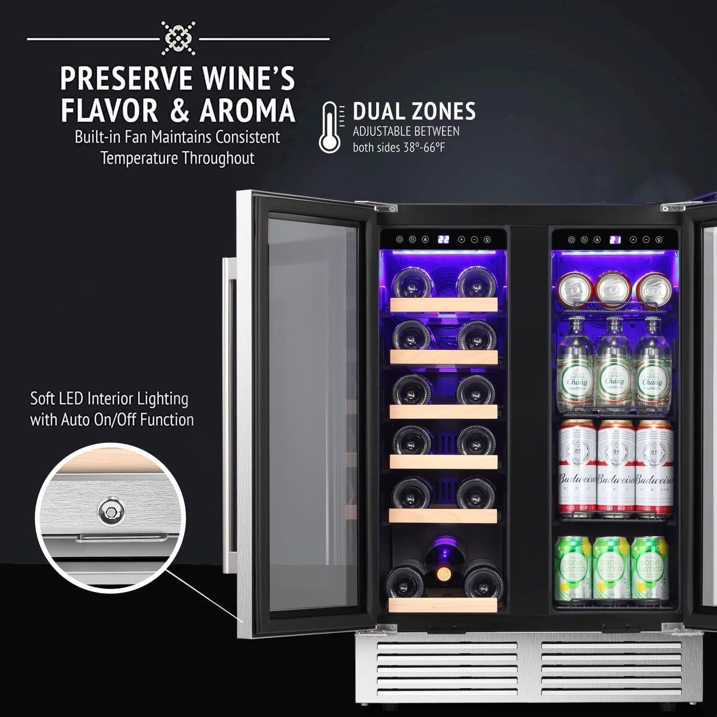 24 Inch Dual Zone Wine Fridge Refrigerator W51115