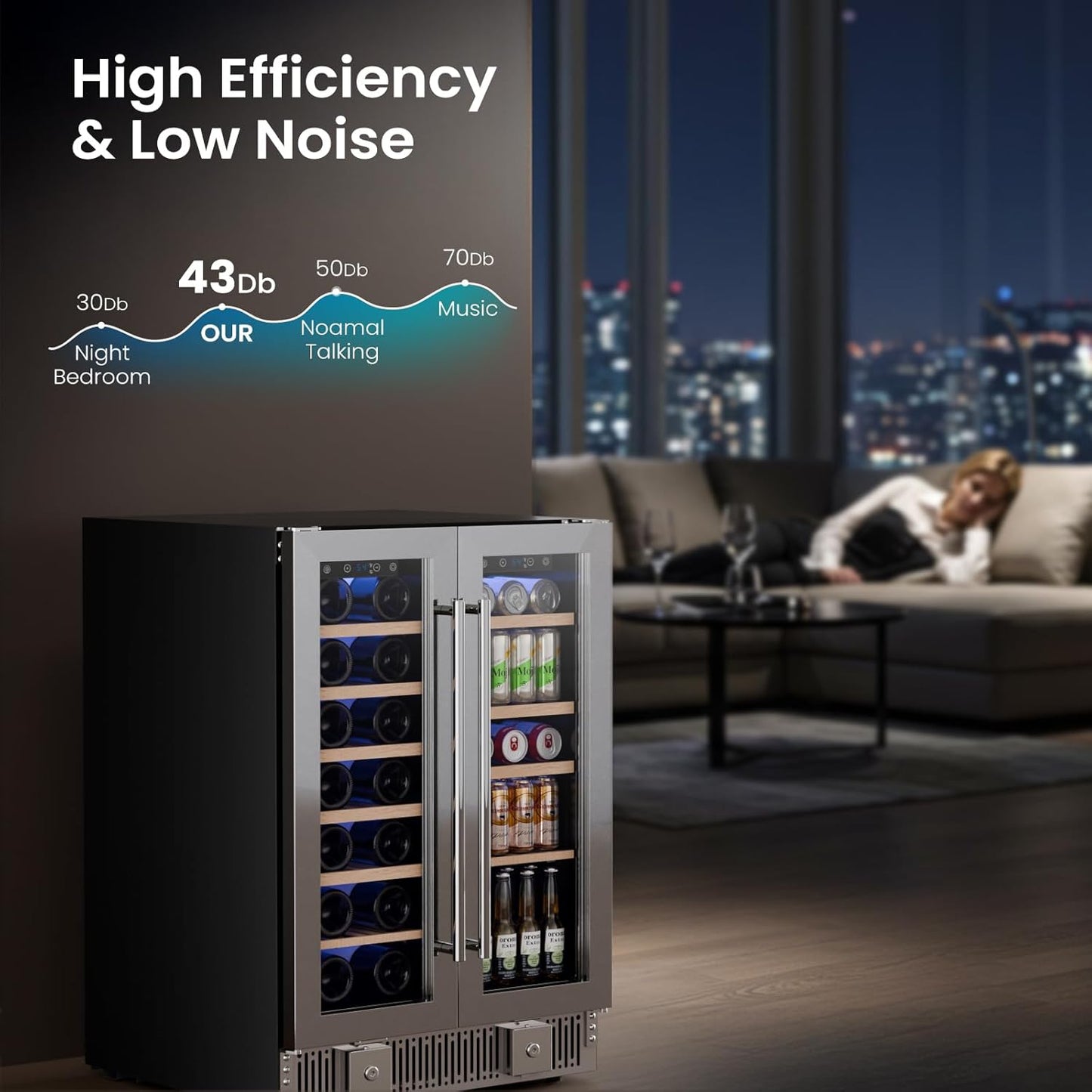 24 Inch Dual Zone Wine Fridge Refrigerator W51115