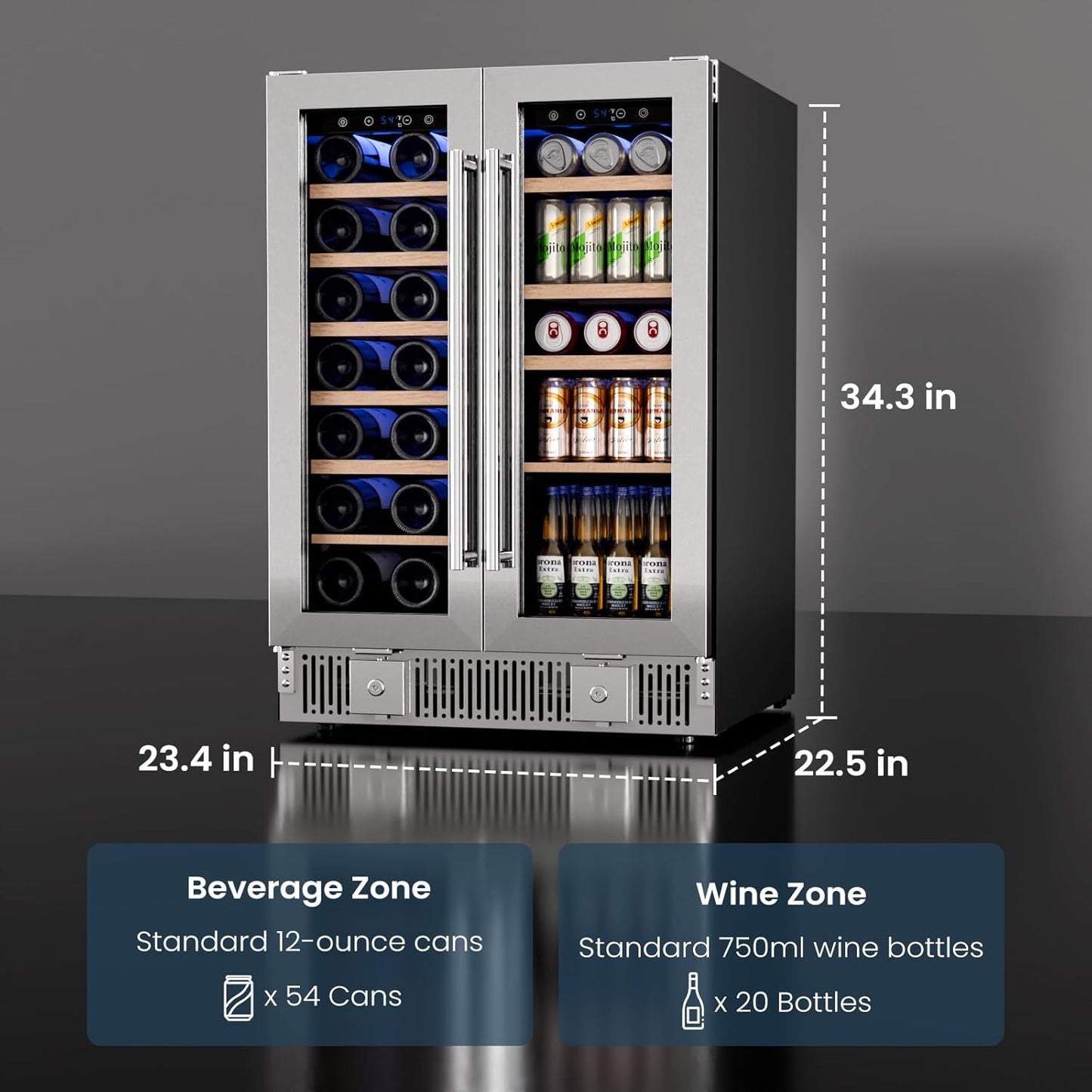 24 Inch Dual Zone Wine Fridge Refrigerator W51115