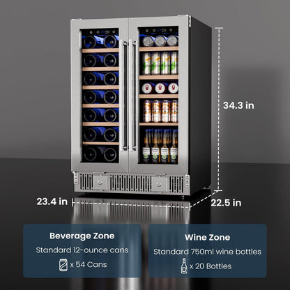 24 Inch Dual Zone Wine Fridge Refrigerator W51115