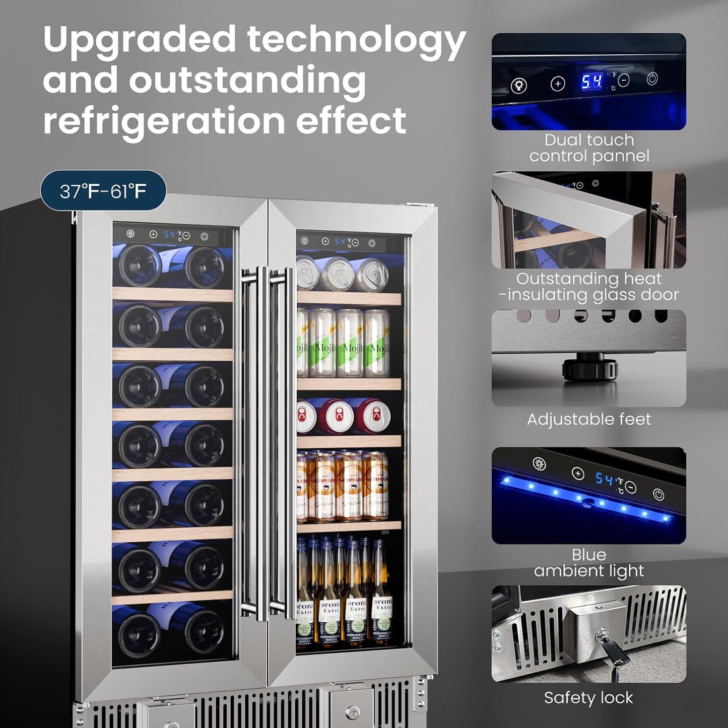 24 Inch Dual Zone Wine Fridge Refrigerator W51115