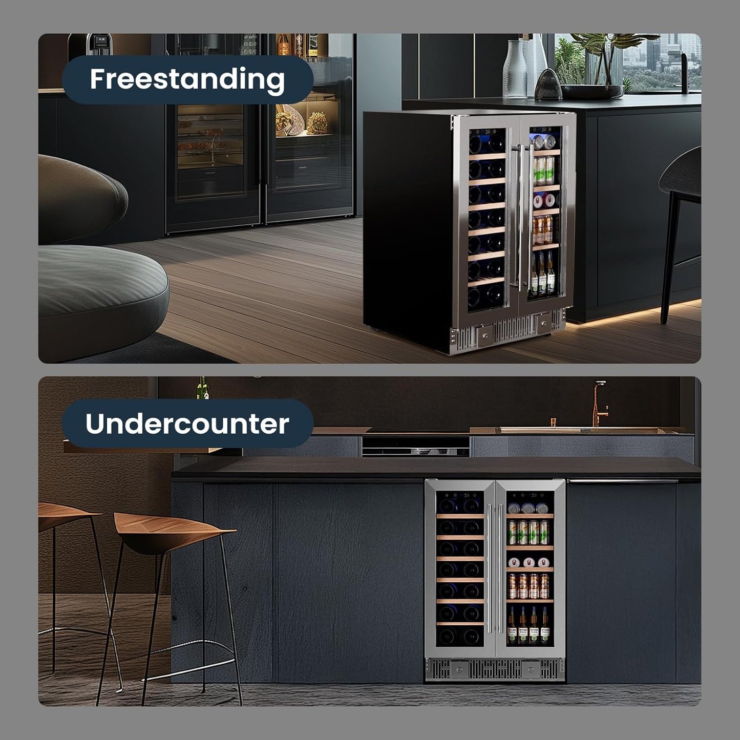 24 Inch Dual Zone Wine Fridge Refrigerator W51115