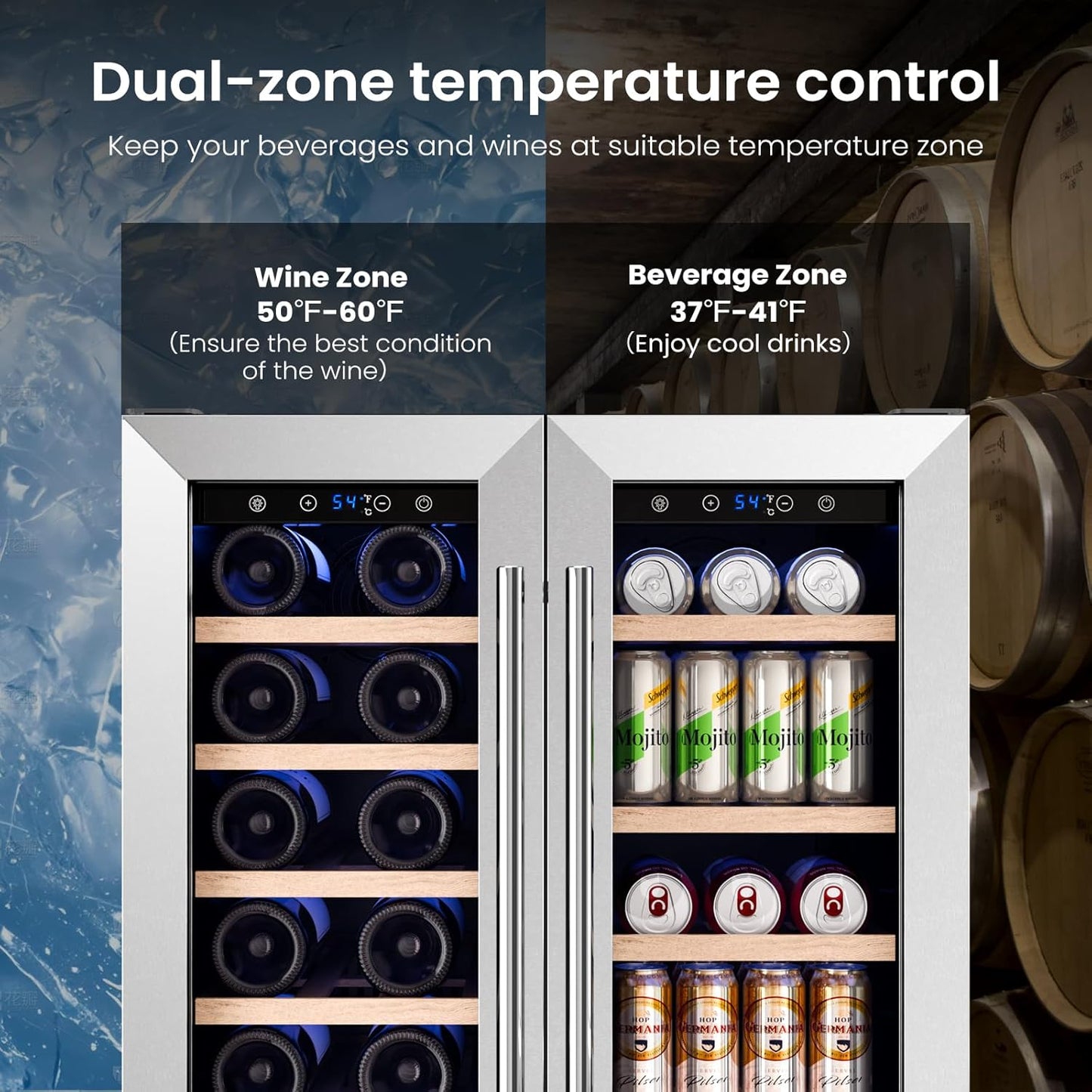 24 Inch Dual Zone Wine Fridge Refrigerator W51115