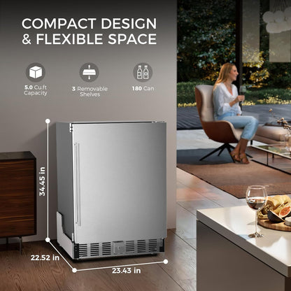 Under Counter Refrigerator, 24 Inch Double Drawer Beverage Fridge F58145