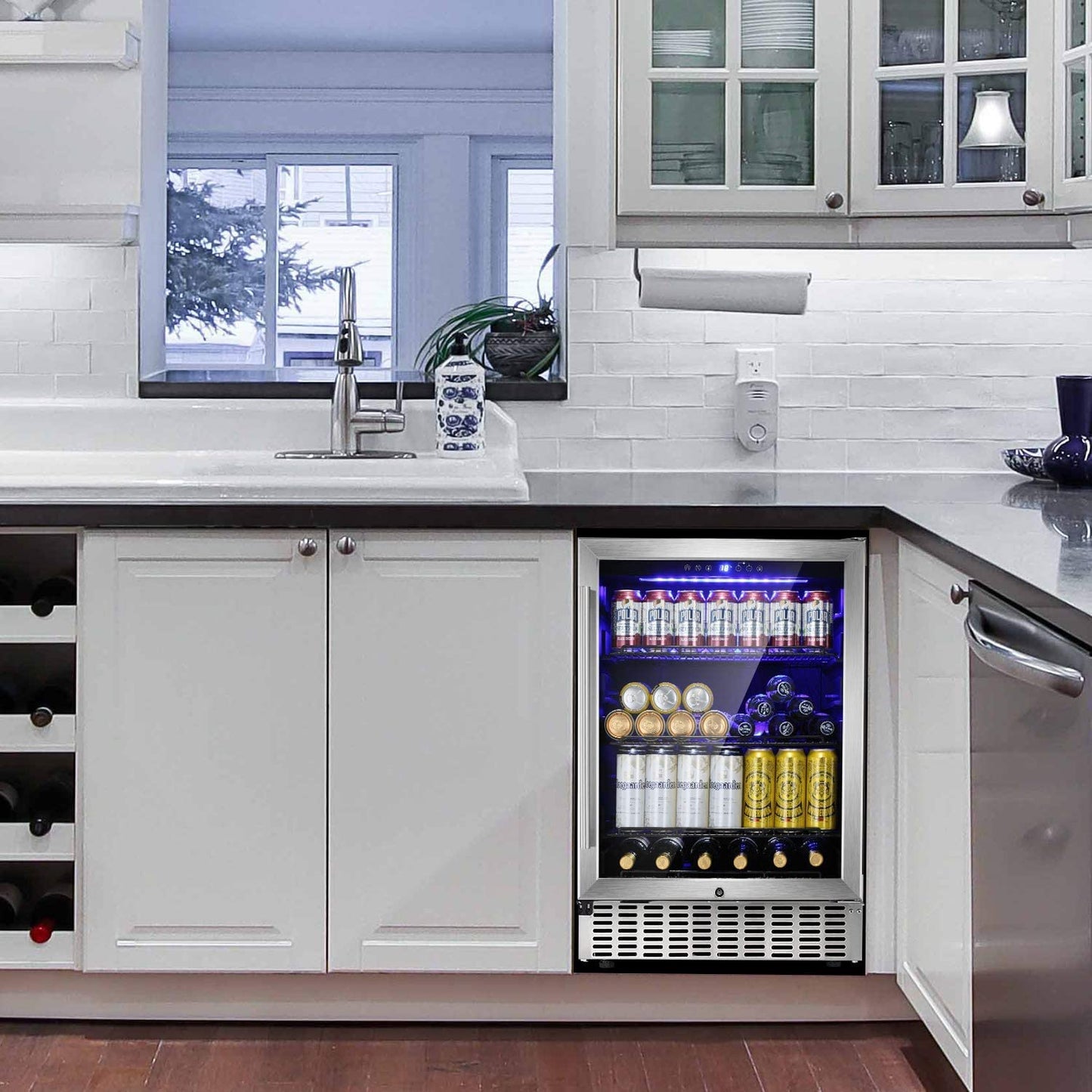 24 Inch Metal Shelves Built-in Wine Cooler Fridge