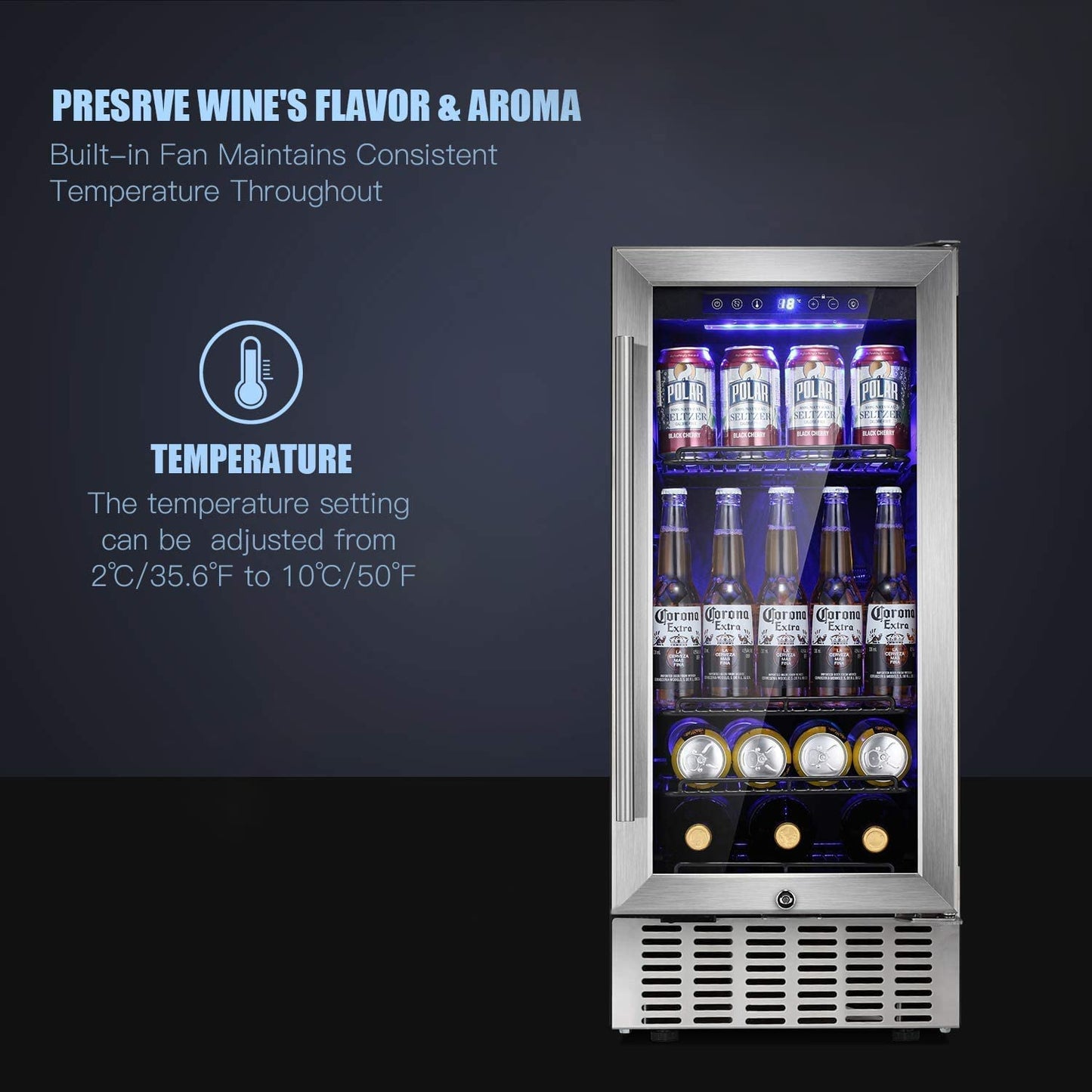 24 Inch Metal Shelves Built-in Wine Cooler Fridge