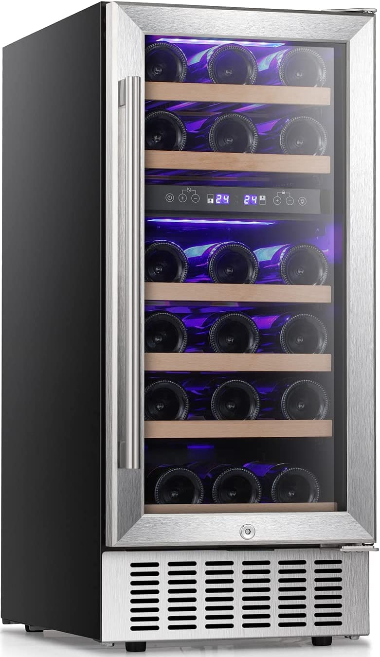 24 Inch Wooden Shelves Built-in Wine Cooler Beverage Refrigerator Mini Fridge W51145B