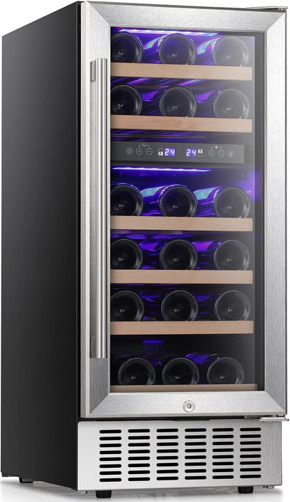 24 Inch Wooden Shelves Built-in Wine Cooler Beverage Refrigerator Mini Fridge W51145B