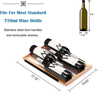 24 Inch Wooden Shelves Built-in Wine Cooler Beverage Refrigerator Mini Fridge W51145B