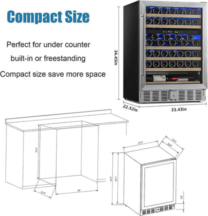 24 Inch Wooden Shelves Built-in Wine Cooler Beverage Refrigerator Mini Fridge W51145B