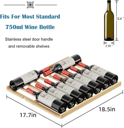 24 Inch Wooden Shelves Built-in Wine Cooler Beverage Refrigerator Mini Fridge W51145B