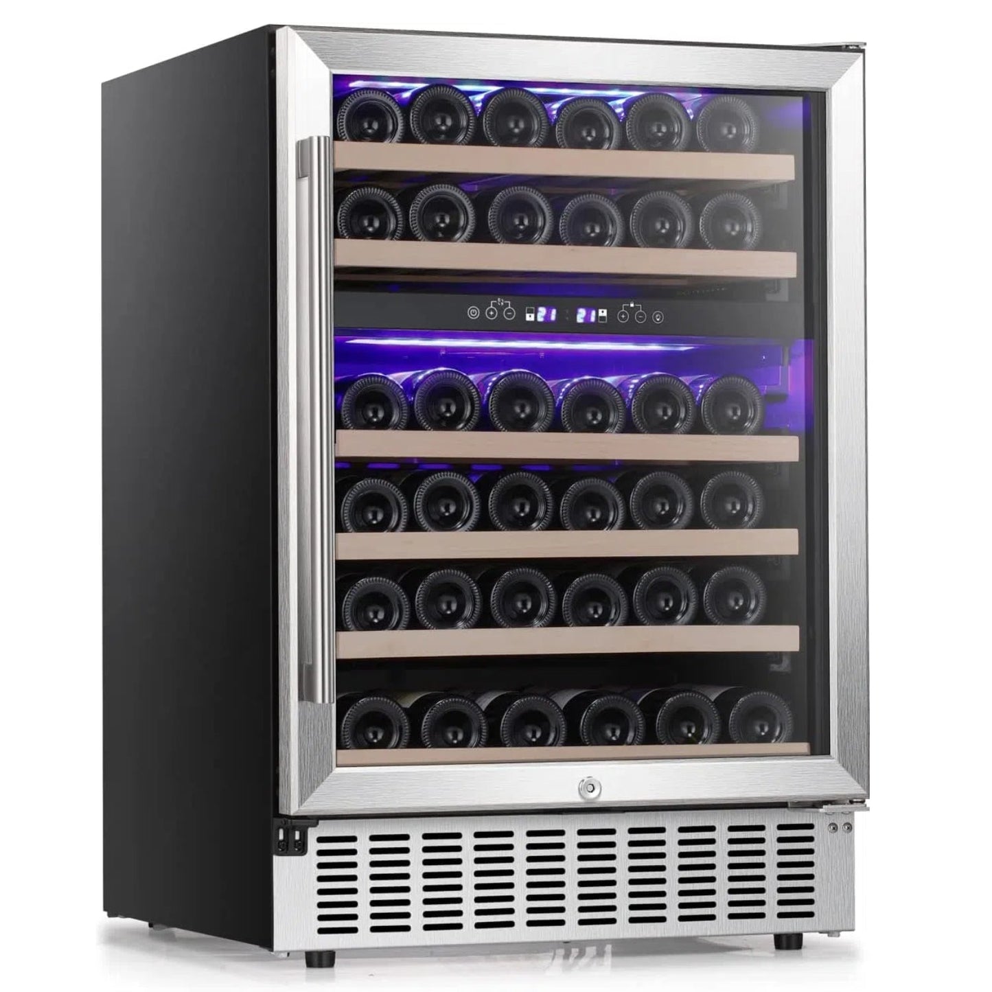 24 Inch Wooden Shelves Built-in Wine Cooler Beverage Refrigerator Mini Fridge W51145B