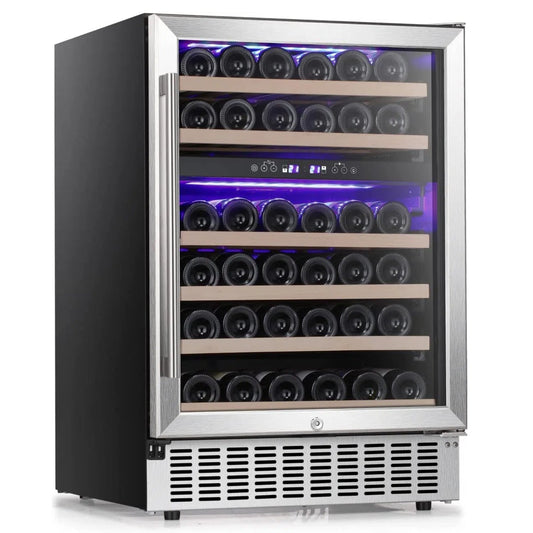 24 Inch Wooden Shelves Built-in Wine Cooler Beverage Refrigerator Mini Fridge W51145B