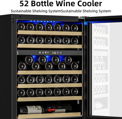 24 Inch Wooden Shelves Built-in Wine Cooler Beverage Refrigerator Mini Fridge W51145B