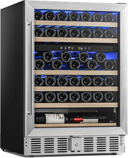 24 Inch Wooden Shelves Built-in Wine Cooler Beverage Refrigerator Mini Fridge W51145B