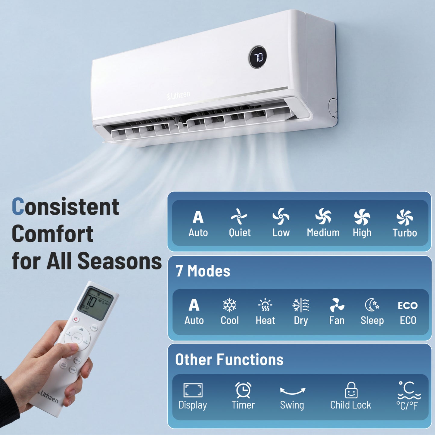 24000 BTU 18.1 SEER2 208/230V Mini Split Air Conditioner Works with Alexa
