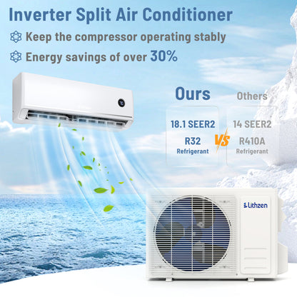 24000 BTU 18.1 SEER2 208/230V Mini Split Air Conditioner Works with Alexa