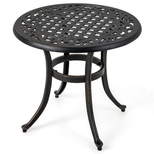 24 Inch Patio Side Table with Adjustable Footpads for Poolside Backyard Balcony - Rustic Brown