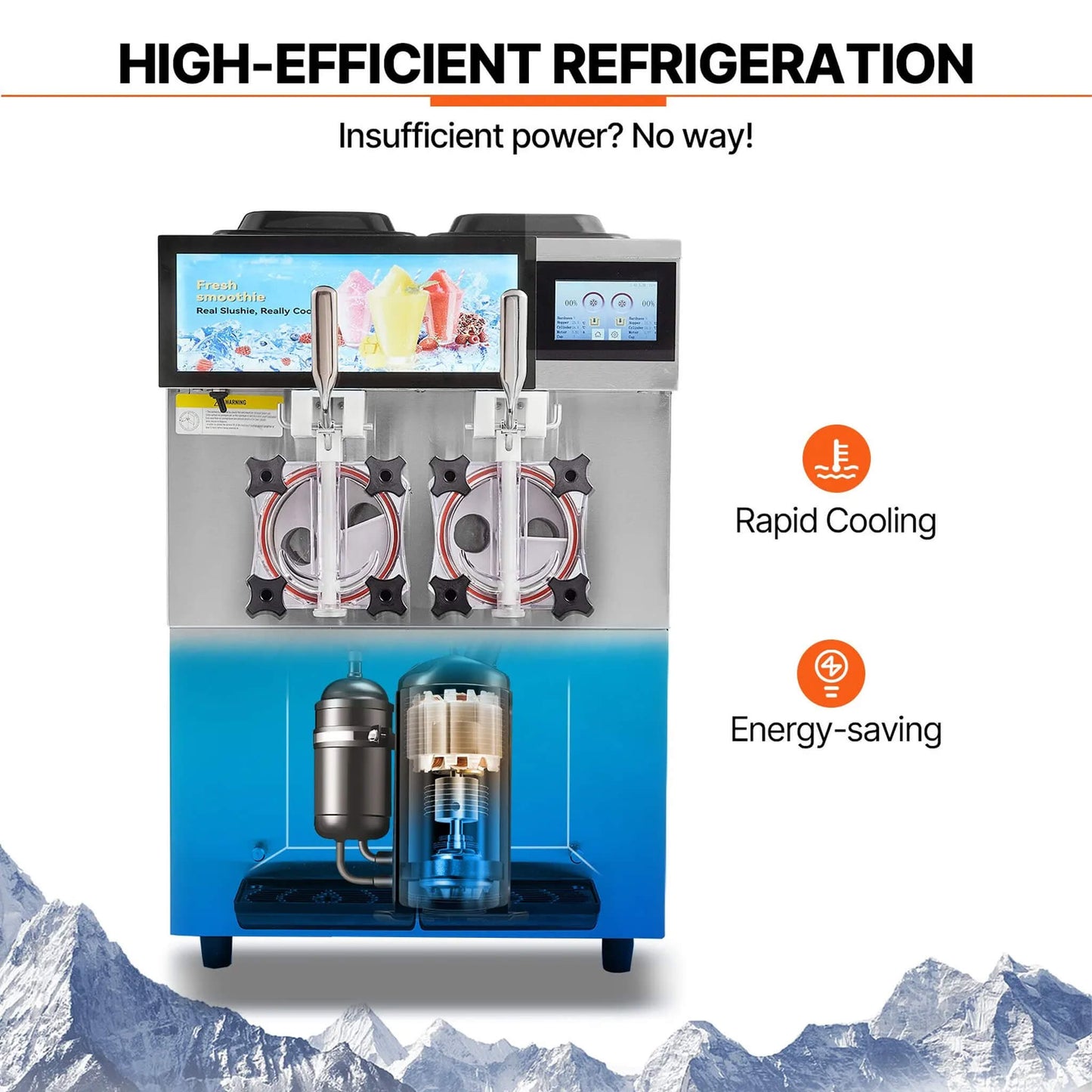 24L Commercial Double Cylinder Stainless Steel Slushy Machine with Touchscreen