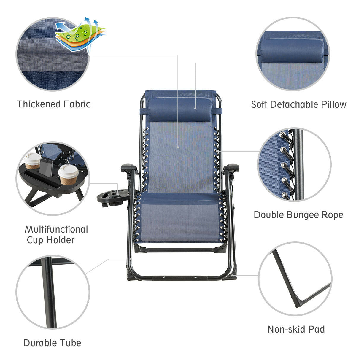 Oversize Lounge Chair with Cup Holder of Heavy Duty for Outdoor