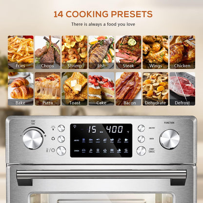 26.4QT Air Fryer Oven, 2 in 1 Toaster Oven Air Fryer Combo 5A502