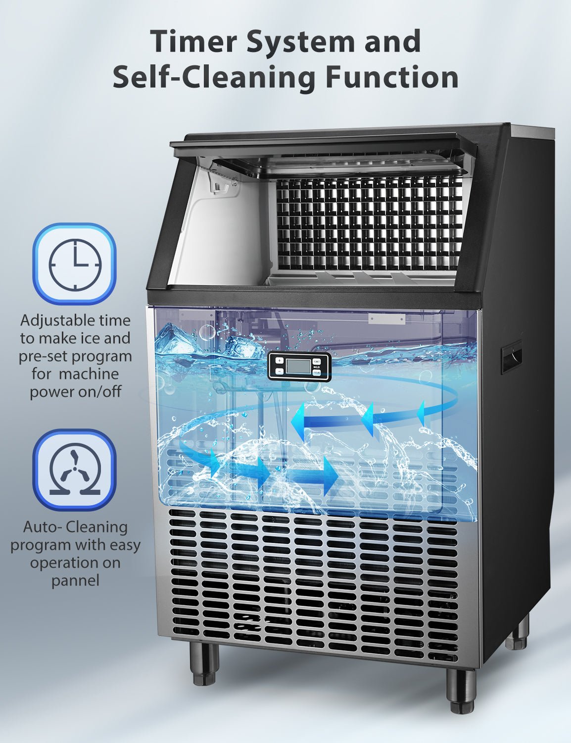 Freestanding Commercial Ice Maker - Multiple Sizes 100LBS 200LBS 265LBS