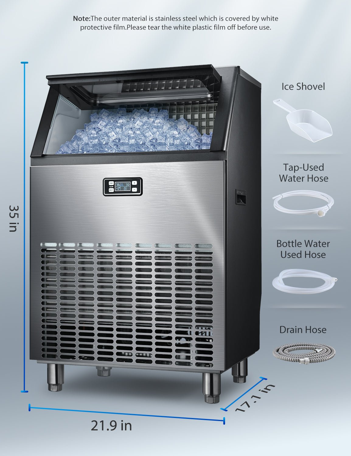 Freestanding Commercial Ice Maker - Multiple Sizes 100LBS 200LBS 265LBS