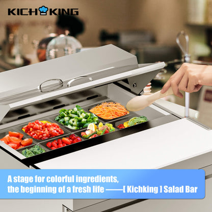 27-Inch 7.4 Cu.Ft Commercial Stainless Steel Sandwich Salad Prep Table Refrigerator