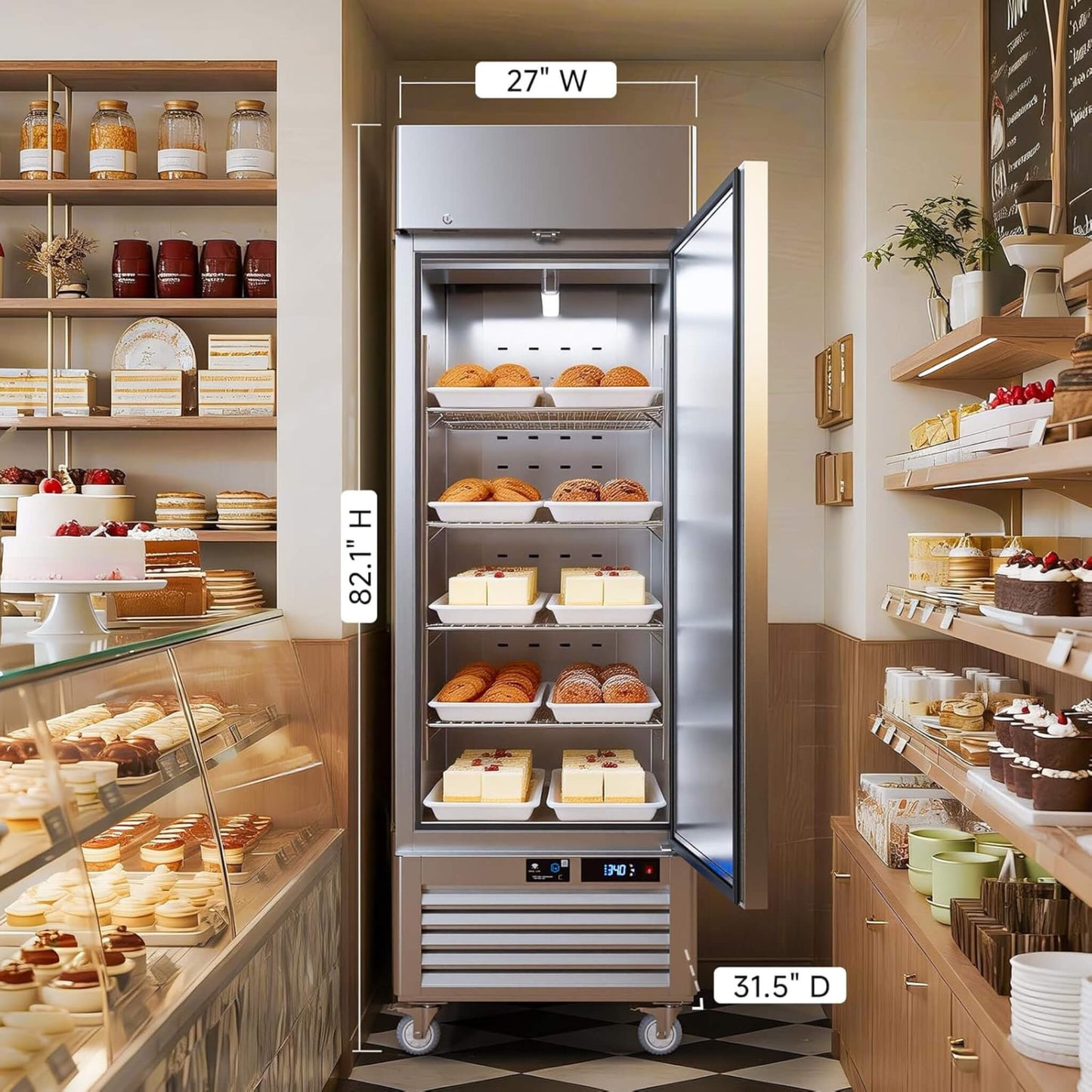 27-Inch Commercial 23 Cu.Ft Single-Door WiFi Refrigerator with Smart App Control