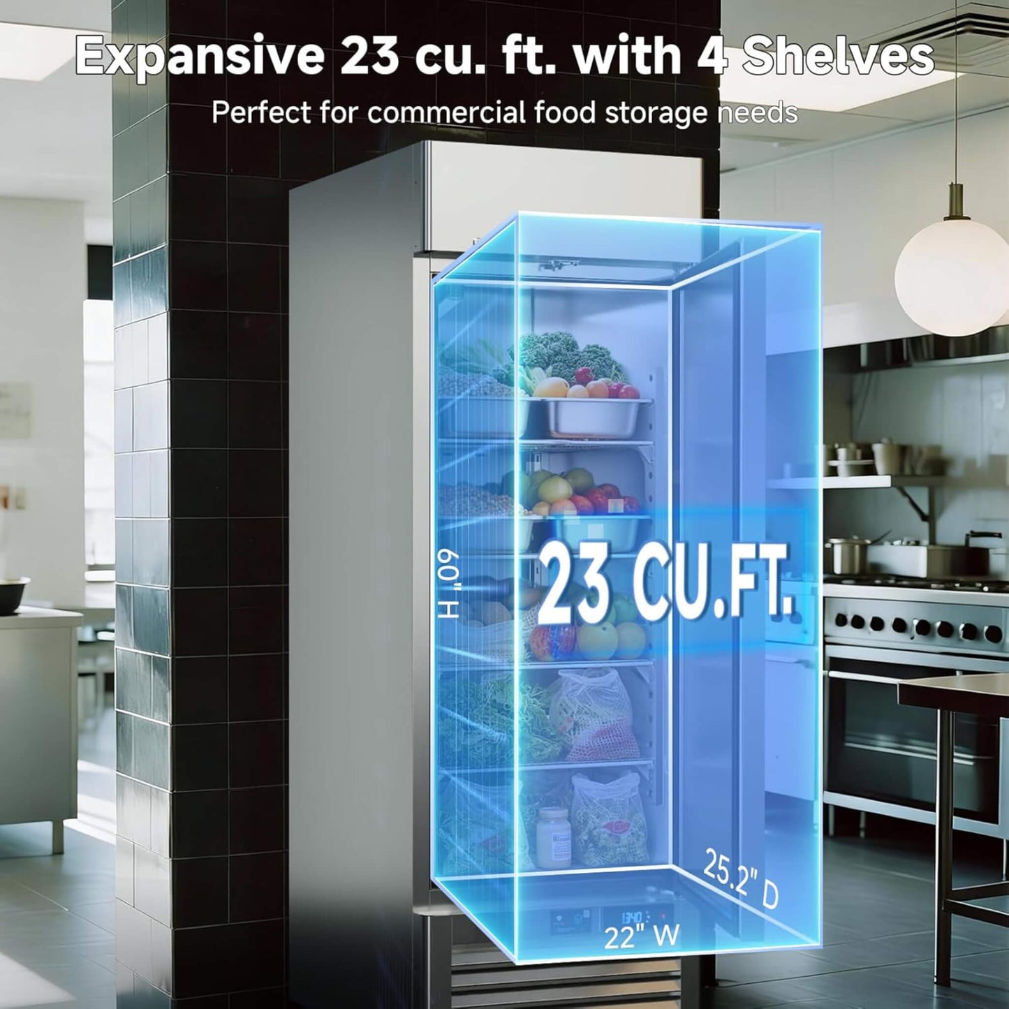27-Inch Commercial 23 Cu.Ft Single-Door WiFi Refrigerator with Smart App Control