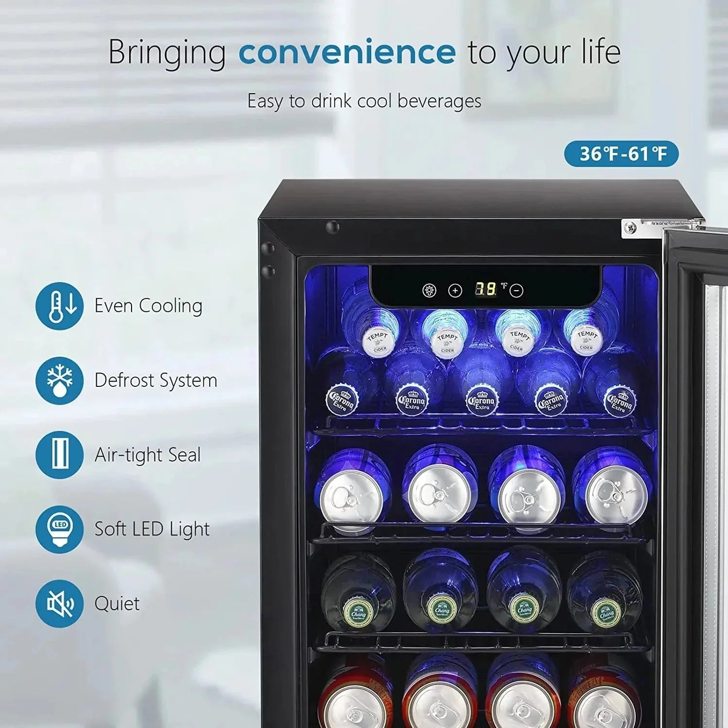 2.9 CU. FT. Beverage Wine Cooler Mini Fridge Refrigerator W5885B