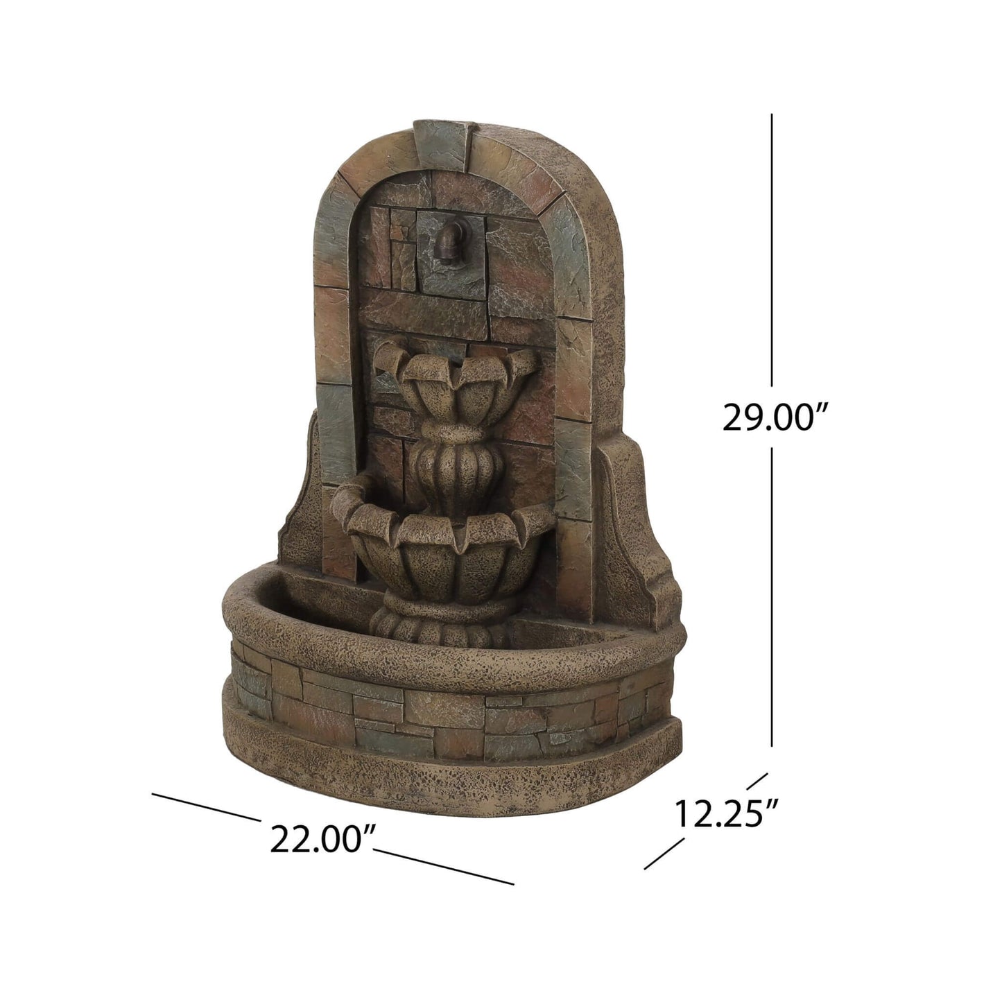 Alora 29-Inch Tall Outdoor Weather-Resistant Faux Stone Floor Water Fountain