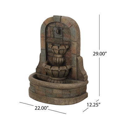 Alora 29-Inch Tall Outdoor Weather-Resistant Faux Stone Floor Water Fountain