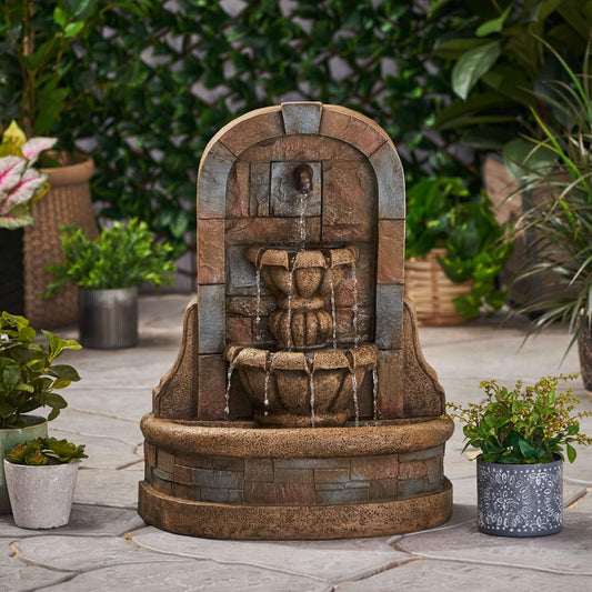Alora 29-Inch Tall Outdoor Weather-Resistant Faux Stone Floor Water Fountain