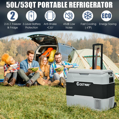 53 QT Portable Dual-Zone Car Refrigerator