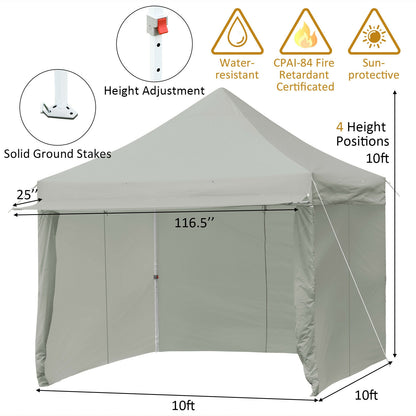 10' x 10' Feet Pop up Gazebo with 4 Height and Adjust Folding Awning