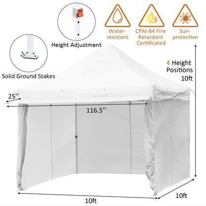 10' x 10' Feet Pop up Gazebo with 4 Height and Adjust Folding Awning