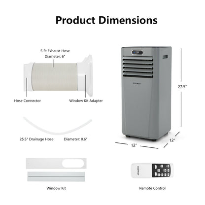 8000BTU 3-in-1 Portable Air Conditioner with Remote Control