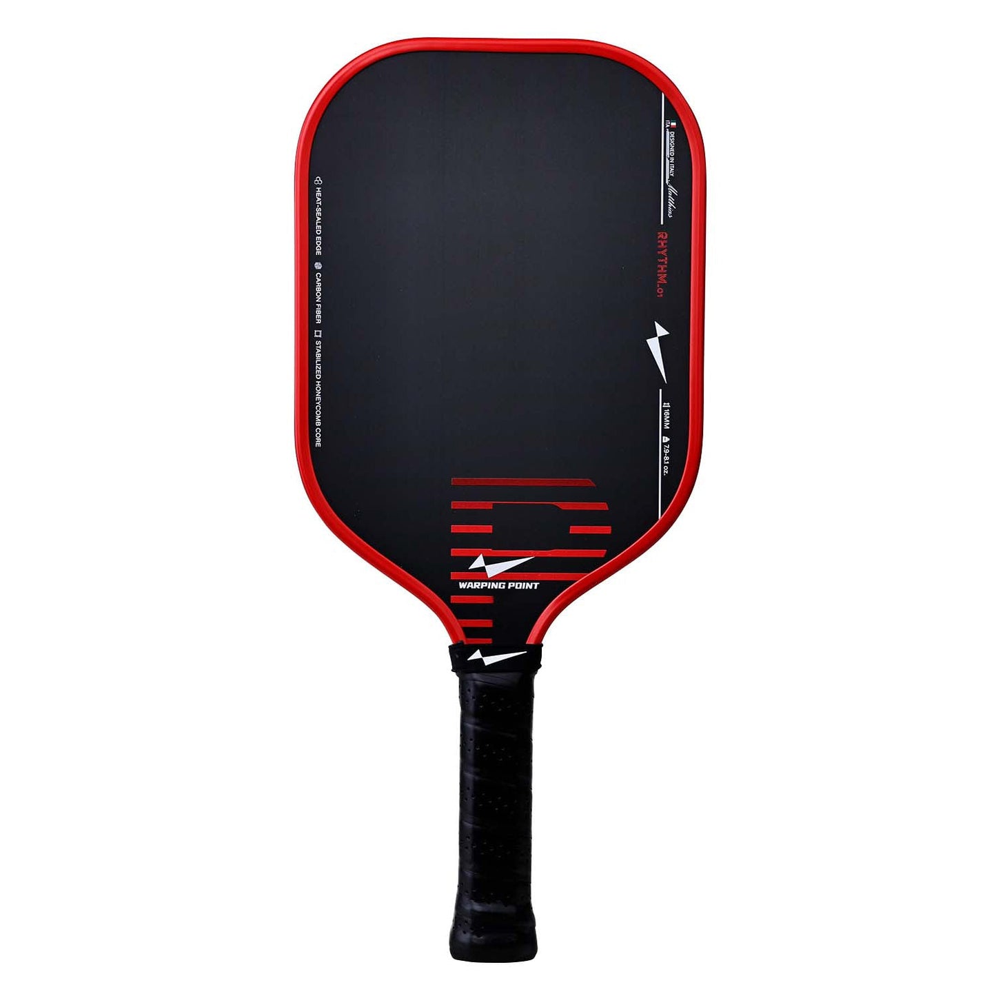 Warping Point Rhythm Pickleball Paddle 16mm in Red - Core, Maximum Spin & Control