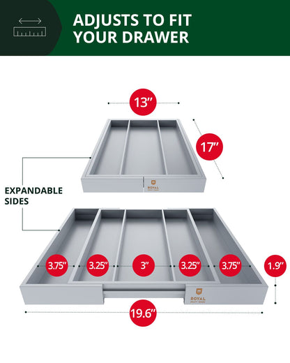 Utensil Drawer Organizer, Gray (5 Slots)