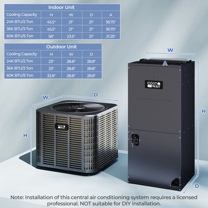 2 Ton 18 SEER2 Central Air Conditioner Heat Pump System with Multi-Position Air Handler Unit