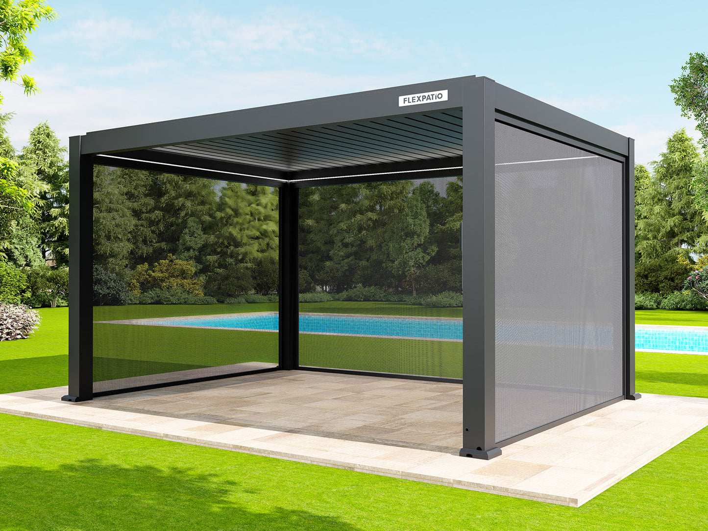 Motorized Roller Shades for FlexPatio Pergolas