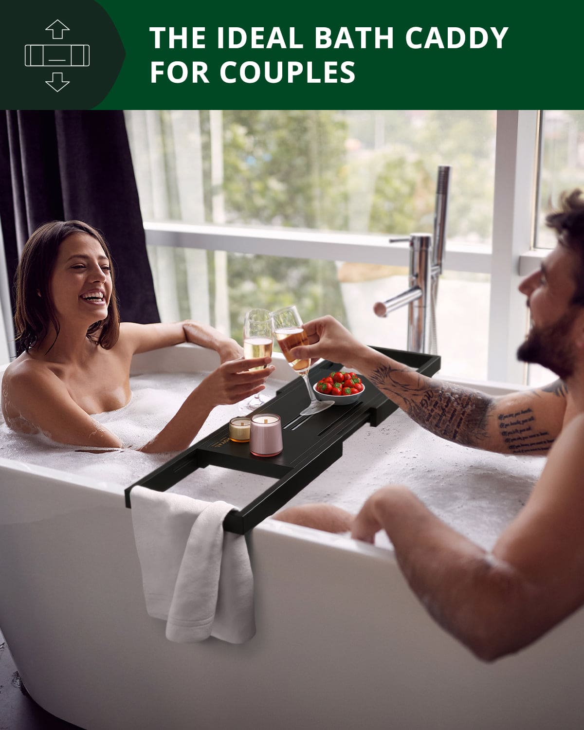 Bathtub Caddy Tray Lite, Black