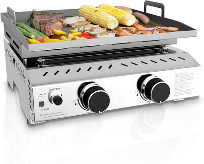 3 Burners Portable Propane Griddle 25 inch Stainless Steel Grill for Table Top