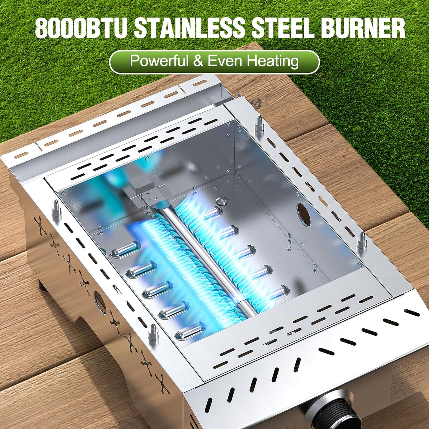 3 Burners Portable Propane Griddle 25 inch Stainless Steel Grill for Table Top