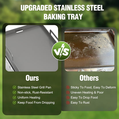 3 Burners Portable Propane Griddle 25 inch Stainless Steel Grill for Table Top