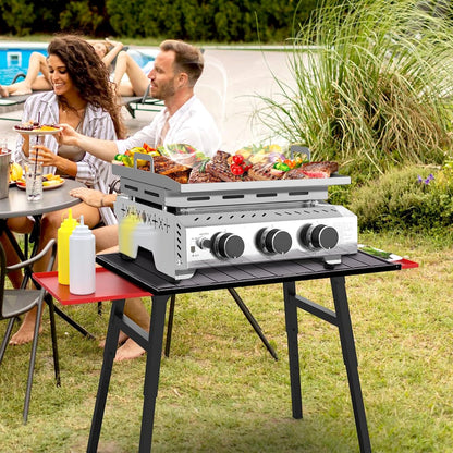 3 Burners Portable Propane Griddle 25 inch Stainless Steel Grill for Table Top