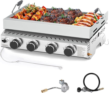 3 Burners Portable Propane Griddle 25 inch Stainless Steel Grill for Table Top