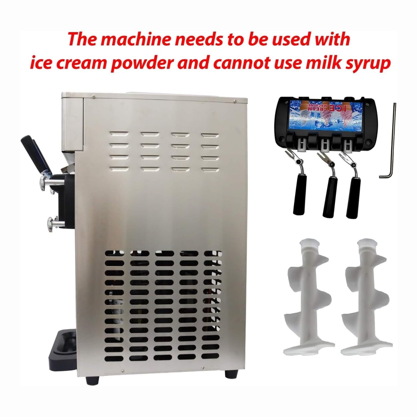 3-Flavor 9L Commercial 1200W Countertop Soft Serve Machine